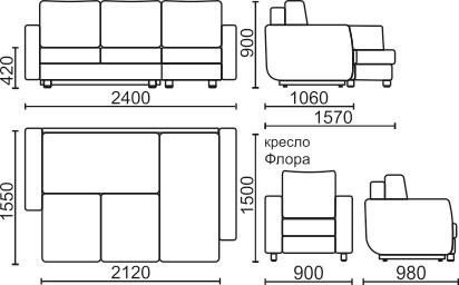 Диван угловой Флора 2